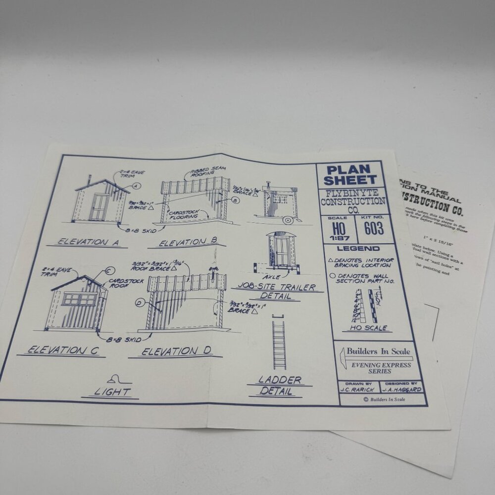 Builders In Scale HO Scale Construction Manual Kit 603 Plans